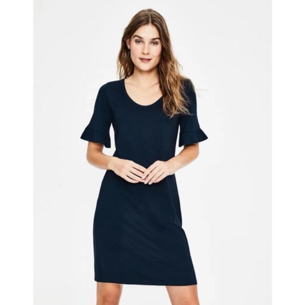 Boden Imogen Jersey Tee Cotton/Modal Blend Dress W/ Ruffle Sleeves Size 6